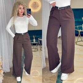 Жіночі штани 9054 brown р.42-48 "LINDA" недорого оптом від прямого постачальника