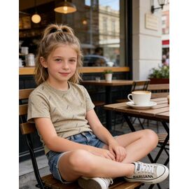 Фотография Футболка детская на девочку 5871 beige р.120-160 "Yalisi" недорого оптом от прямого поставщика