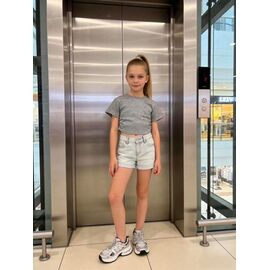 Фотография Футболка детская на девочку 5871 grey р.120-160 "Yalisi" недорого оптом от прямого поставщика