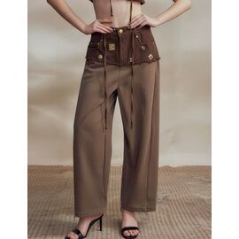 Фотография Штаны спортивные женские 7730 brown р.M-2XL "Karon" недорого оптом от прямого поставщика