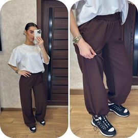 Фотография Штаны спортивные женские 219 brown р.42-56 "VALENTINA" недорого оптом от прямого поставщика