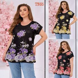 Фотография Футболка женская стильная полу-батал р -ры 3XL-5XL (микс цв) "NICOLAS" недорого от прямого поставщика