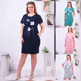 Фотография Платье домашнее женское полу-батал размеры 4XL-6XL (МИКС) "NICOLAS" недорого от прямого поставщика