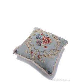 Фотография Подушка  07879 подушка гобелен блакитний із золотом (50x50) (2 шт. р.сетка ) "Obuvok" недорого оптом от прямого поставщика