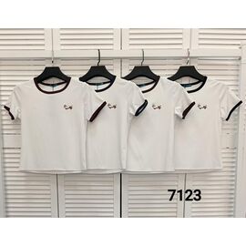 Фотография Футболка женская 7123 white-brown р.42-48 "LOOK" недорого оптом от прямого поставщика