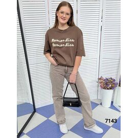 Фотография Футболка женская 7143 brown р.one size "LOOK" недорого оптом от прямого поставщика