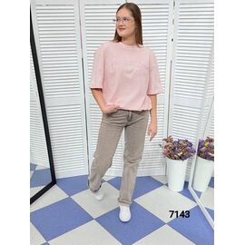 Фотография Футболка женская 7143 pink р.one size "LOOK" недорого оптом от прямого поставщика