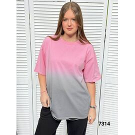 Фотография Футболка женская 7314 pink-grey р.46-52 "LOOK" недорого оптом от прямого поставщика