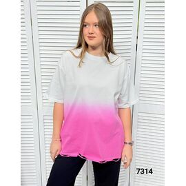 Фотография Футболка женская 7314 white-pink р.46-52 "LOOK" недорого оптом от прямого поставщика