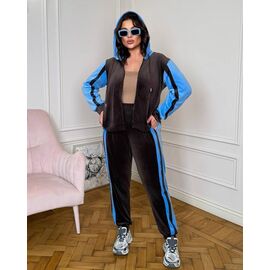 Фотография Костюм спортивный женский тёплый 1363 brown-l.blue р.50-64 "Seven Zikina" недорого оптом от прямого поставщика