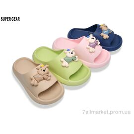 Фотография Шлепки детские летние Лето 262-1 mix (12 пар р.30-35) "Super Gear" недорого оптом от прямого поставщика