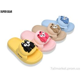 Фотография Шлепки детские летние Лето 258-5 mix (12 пар р.30-35) "Super Gear" недорого оптом от прямого поставщика