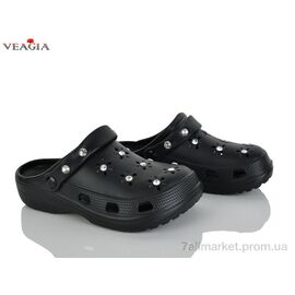 Фотография Кроксы женские летние Лето 3008-1 black (10 пар р.36-41) "Veagia-ADA" недорого оптом от прямого поставщика