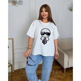 Фотография Футболка женская трикотажная с пайетками  р.46-60 "LADA" недорого оптом от прямого поставщика