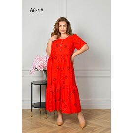 Фотография Платье летнее женское A6-1 red р.56-60 "HOME STYLE" недорого оптом от прямого поставщика