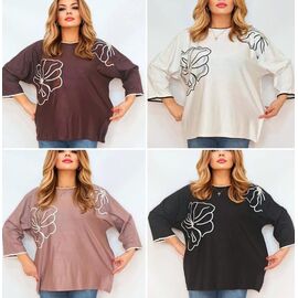 Фотография Свитер женский RL1028 beige р.54-58 "HOME STYLE" недорого оптом от прямого поставщика