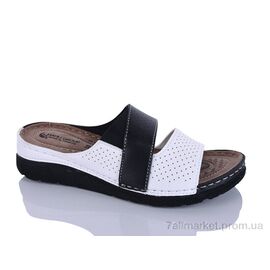 Фотография Шлепки женские облегченные Лето 203-43 білий-чорн к. (6 пар р.37-41) "Sali-2" недорого оптом от прямого поставщика