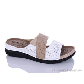 Фотография Шлепки женские облегченные Лето 203-43 білий-беж (6 пар р.37-41) "Sali-2" недорого оптом от прямого поставщика