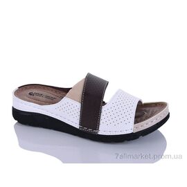 Фотография Шлепки женские облегченные Лето 203-43 білий-т.корич. (6 пар р.37-41) "Sali-2" недорого оптом от прямого поставщика