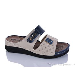 Фотография Шлепки женские облегченные Лето 203-40 беж-синій к. (6 пар р.37-41) "Sali-2" недорого оптом от прямого поставщика