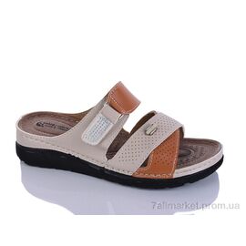 Фотография Шлепки женские облегченные Лето 203-52 беж-корич.к. (6 пар р.37-41) "Sali-2" недорого оптом от прямого поставщика