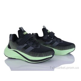 Фотография Кроссовки детские модные Весна/осень N1350P-1 black-green (6 пар р.32-37) "Clibee-ShoSho" недорого оптом от прямого поставщика