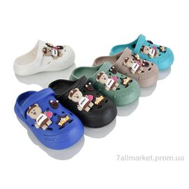 Фотография Кроксы детские летние Лето KR37 mix (12 пар р.30-35) "Elmob" недорого оптом от прямого поставщика