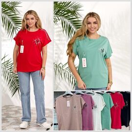 Фотография Футболка женская LL621 mix р.52-54 "Lola" недорого оптом от прямого поставщика