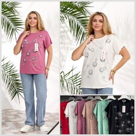 Фотография Футболка женская LL622 mix р.52-54 "Lola" недорого оптом от прямого поставщика