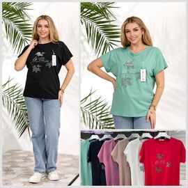 Фотография Футболка женская LL624 mix р.52-54 "Lola" недорого оптом от прямого поставщика