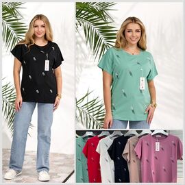 Фотография Футболка женская LL625 mix р.52-54 "Lola" недорого оптом от прямого поставщика