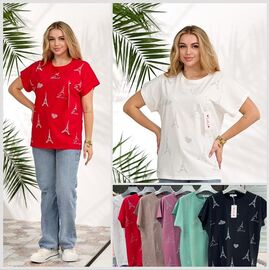 Фотография Футболка женская LL627 mix р.52-54 "Lola" недорого оптом от прямого поставщика