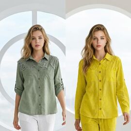 Фотография Рубашка женская 1810 khaki р.50-56 "Kaffir Lily" недорого оптом от прямого поставщика