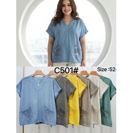 Фотография Футболка женская C501 green р.52-58 "Kaffir Lily" недорого оптом от прямого поставщика