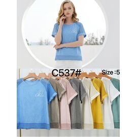 Фотография Футболка женская C537 white р.52-58 "Kaffir Lily" недорого оптом от прямого поставщика