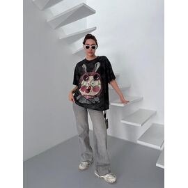 Фотография Футболка женская TR45 black р.one size "QU STYLE" недорого оптом от прямого поставщика