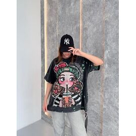 Фотография Футболка женская TR47 black р.one size "QU STYLE" недорого оптом от прямого поставщика