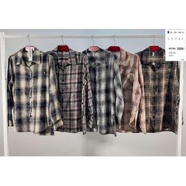 Фотография Рубашка женская 3506 d.grey-l.pink р.L-4XL "BASE" недорого оптом от прямого поставщика