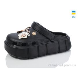 Фотография Кроксы женские летние Лето 152-2-8 чорний (6 пар р.36-40) "Крок" недорого оптом от прямого поставщика