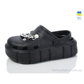 Фотография Кроксы женские летние Лето 152-2-1чорний (6 пар р.36-40) "Крок" недорого оптом от прямого поставщика