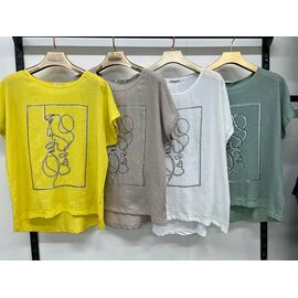 футболка жіноча 9547 yellow р.3XL-6XL "Yafeier" недорого оптом від прямого постачальника