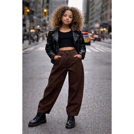 Джинси дитячі на дівчинку 31217 brown р.8-14 "Major" недорого оптом від прямого постачальника