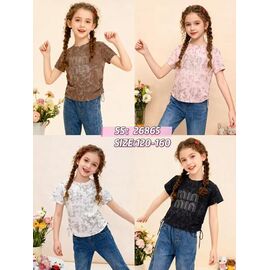 Фотография Футболка детская на девочку 26865 black р.120-160 "Farbique" недорого оптом от прямого поставщика