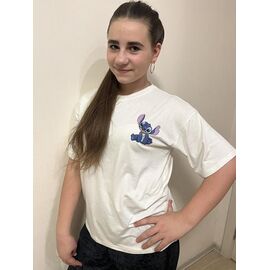 Фотография Футболка детская на девочку M521 white р.140-164 "Moda school" недорого оптом от прямого поставщика