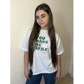 Фотография Футболка детская на девочку M535 white р.140-164 "Moda school" недорого оптом от прямого поставщика