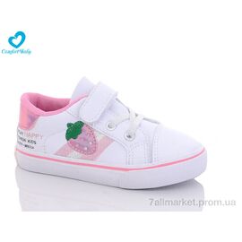 Кросівки дитячі модні Весна/осінь 8023-1 біло-рожевий (8 пар р.25-30) "Comfort-baby" недорого оптом від прямого постачальника
