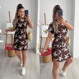 Фотография Платье летнее женское 201-3 brown р.42-52 "LINDA" недорого оптом от прямого поставщика