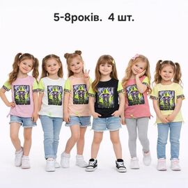 Фотография Футболка детская на девочку M1402 yellow р.5-8 "MMZ" недорого оптом от прямого поставщика