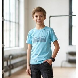 Фотография Футболка детская на мальчика M1611 l.blue р.9-13 "MMZ" недорого оптом от прямого поставщика