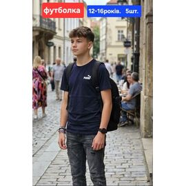 Фотография Футболка детская на мальчика M1505 navy р.12-16 "MMZ" недорого оптом от прямого поставщика